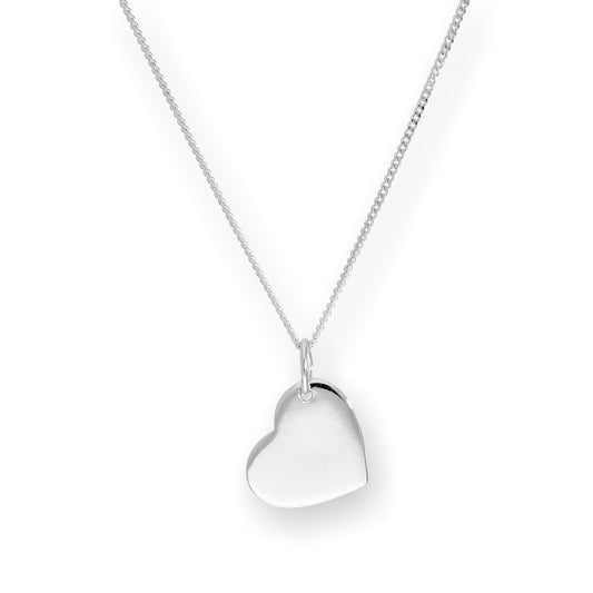 Sterling Silver Engravable Heart Pendant Necklace 16 - 22 Inches