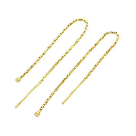 Gold Plated Sterling Silver Ball Bead Pull Through Earrings