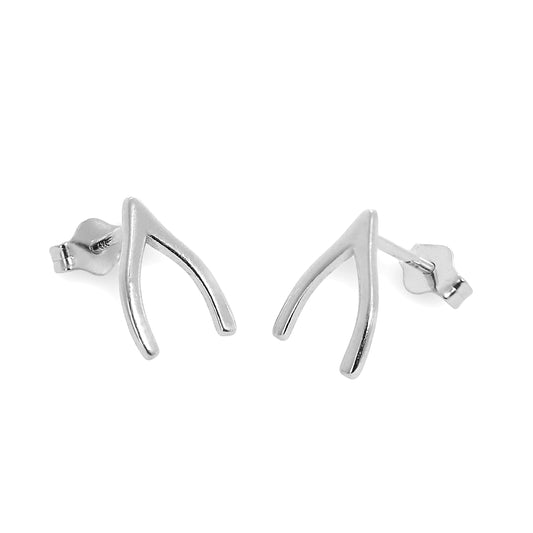 Sterling Silver Wishbone Stud Earrings