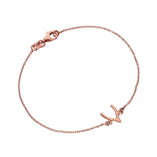 Rose Gold Plated Sterling Silver Wishbone 7 Inch Bracelet