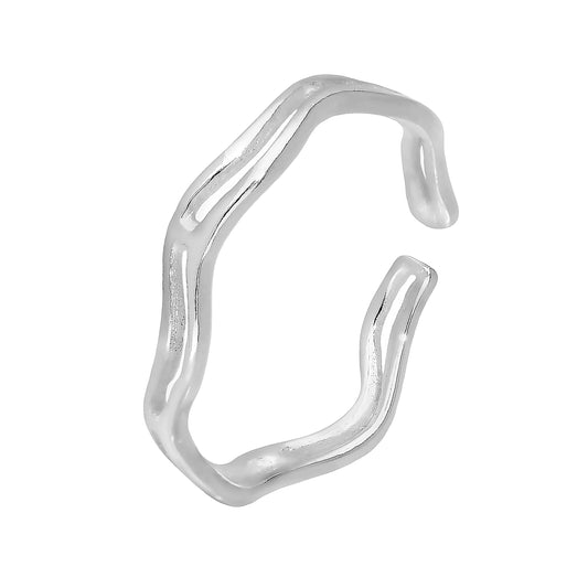 Sterling Sølv Wavy Band Justerbar Toe Ring