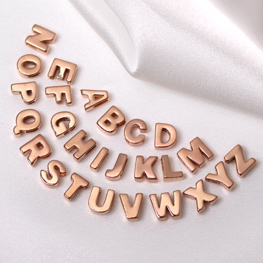 Rose Gold Plated Sterling Silver Alphabet Letter Threader Bead Charm A - Z