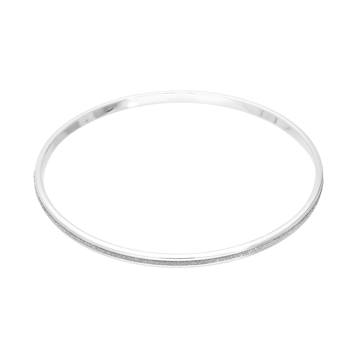 Frosted Sterling Silver Round Bangle