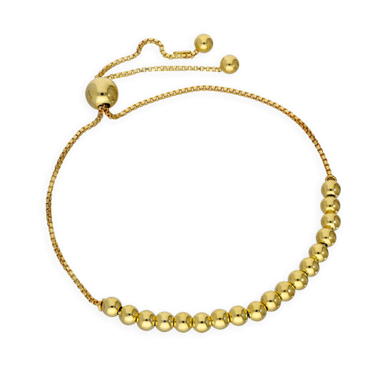 Gold Plated Sterling Silver Adjustable Bead Bracelet