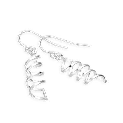 Sterling Silver Corkscrew Swirl Fish Hook Earrings