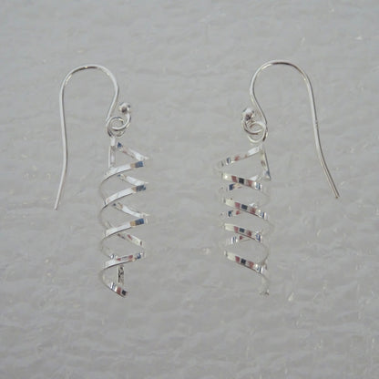 Sterling Silver Corkscrew Swirl Fish Hook Earrings