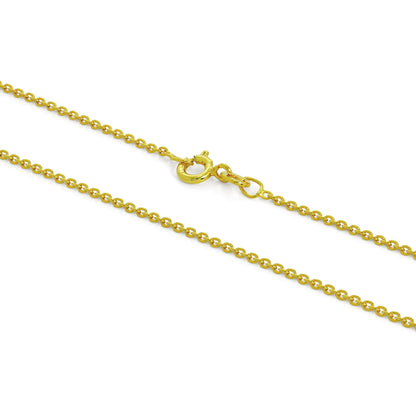 Gold Plated Sterling Silver 1mm Cable Chain 16 - 24 Inches