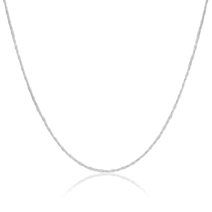 Sterling Silver 1mm Twisted Foxtail Chain 16 - 24 Inches