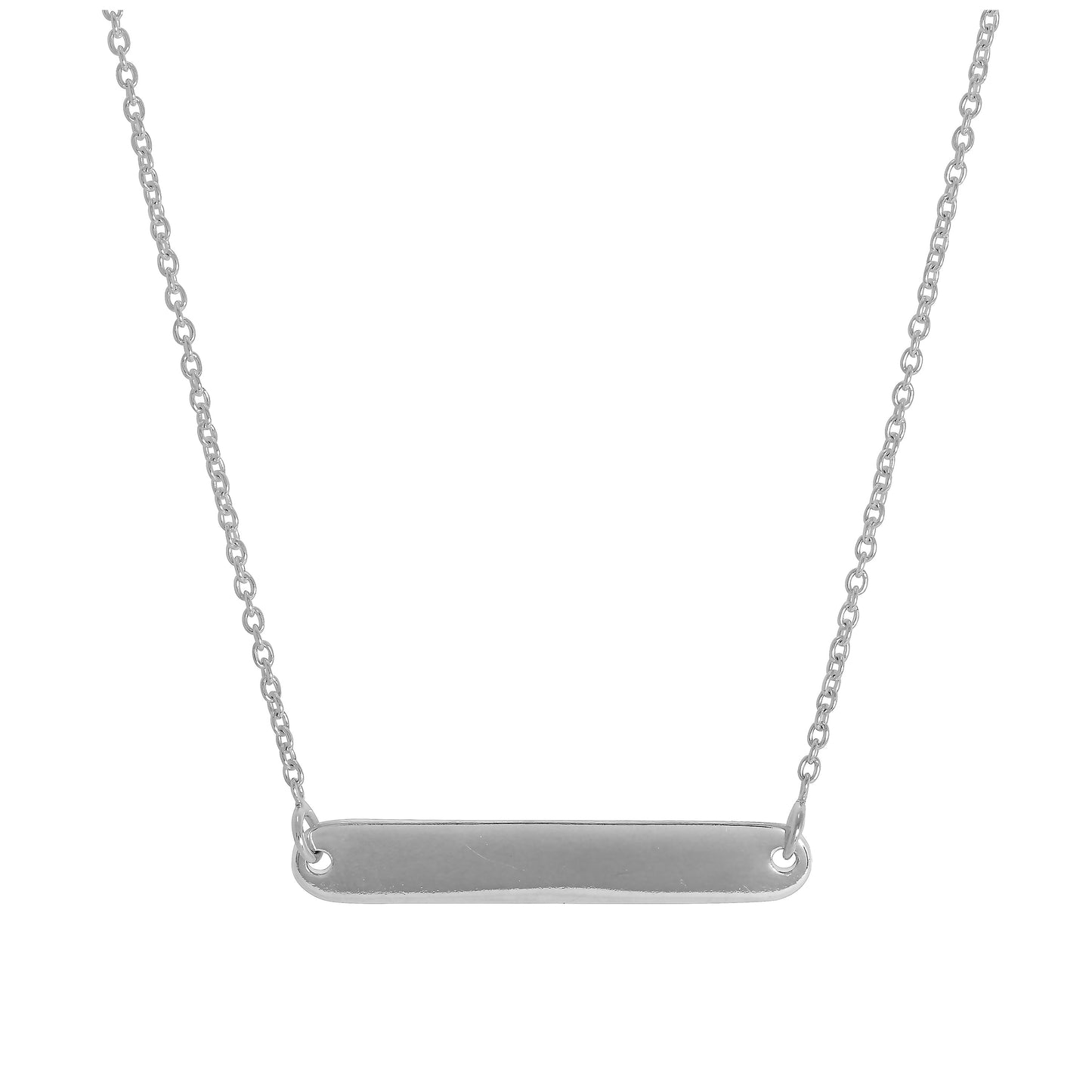 Sterling Silver Engravable Bar 17 inch Necklace