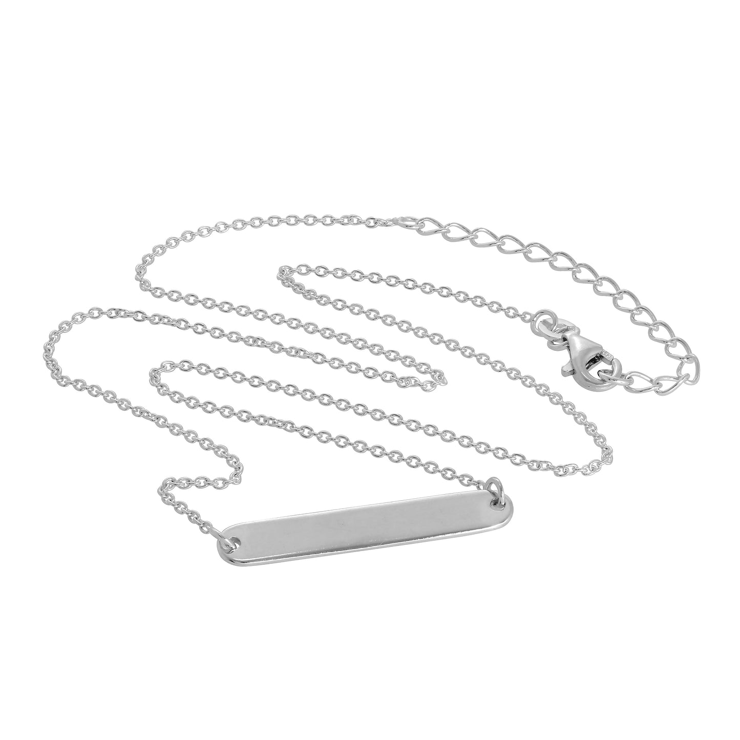 Sterling Silver Engravable Bar 17 inch Necklace