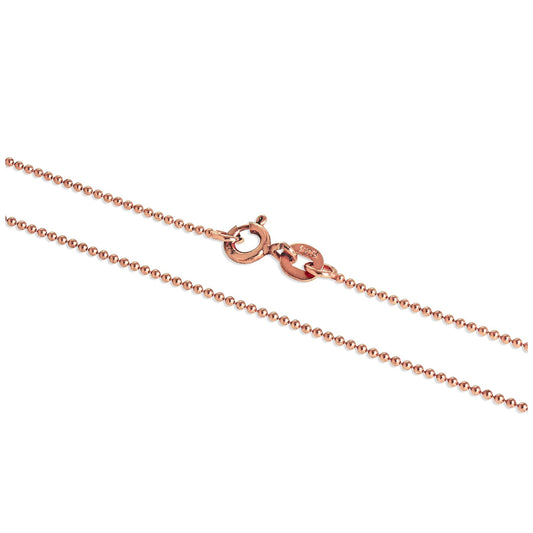 Rose Gold Plated Sterling Silver 1mm Bead Chain 16 Inches