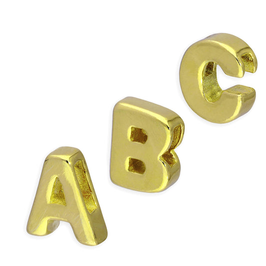 Gold Plated Sterling Silver Alphabet Letter Threader Bead Charm A - Z