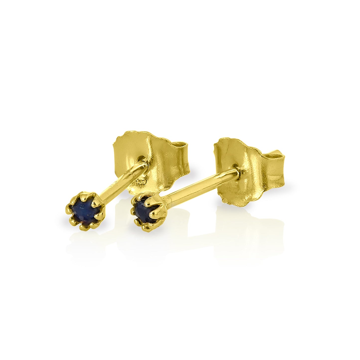 9ct Gold & Gemstone 2mm Round Stud Earrings