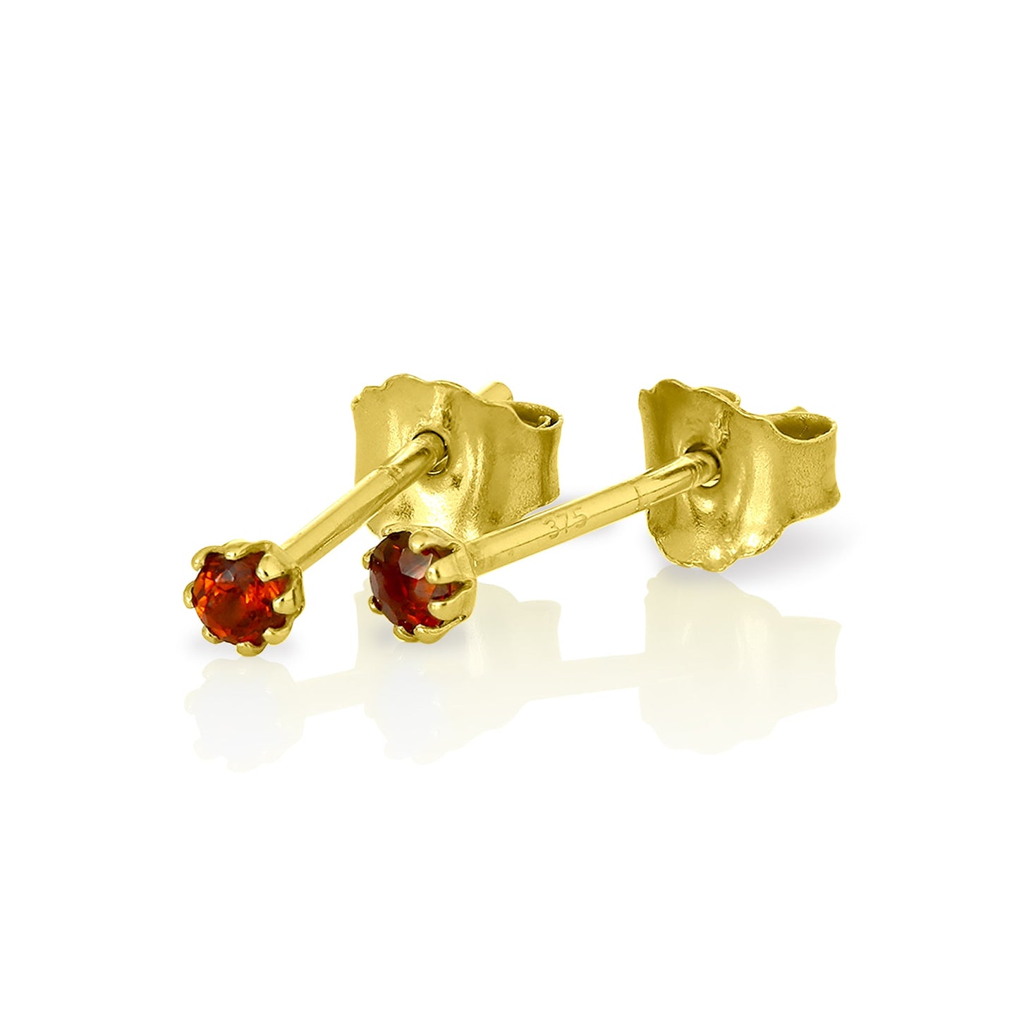 9ct Gold & Gemstone 2mm Round Stud Earrings