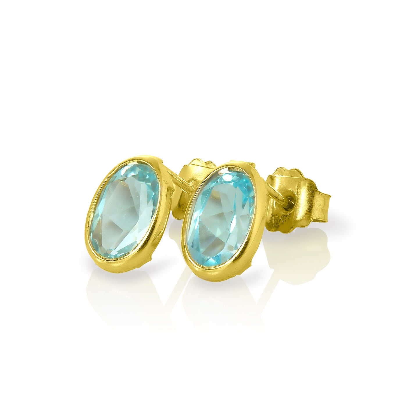 9ct Gold & 6mm Oval Gemstone Stud Earrings