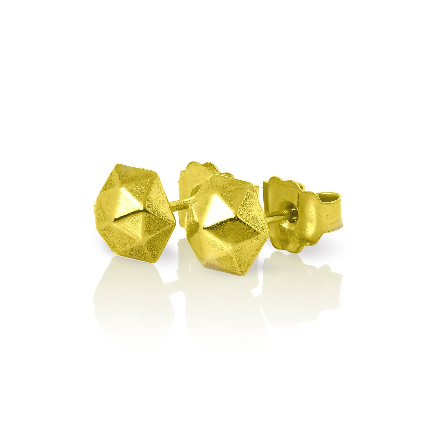 9ct Gold Faceted Dome Stud Earrings