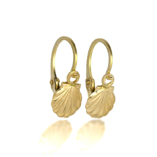 9ct Gold Sea Shell Leverback Earrings