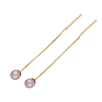 9ct Gold & Freshwater Pearl Pull Through Threader Earrings