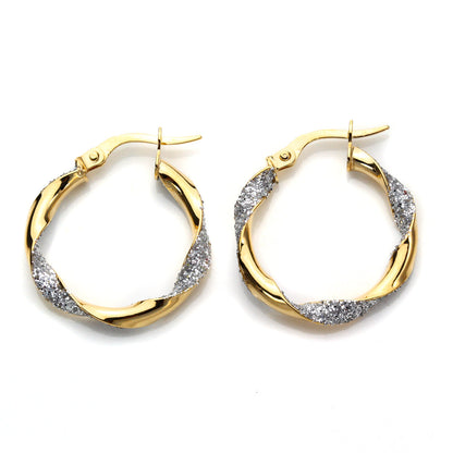 9ct Mixed Gold Twisted Hoop Earrings