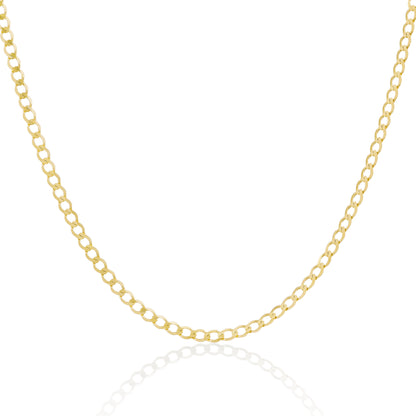 9ct Gold 3mm Curb Chain Bracelets & Necklaces - 6 to 30 Inches