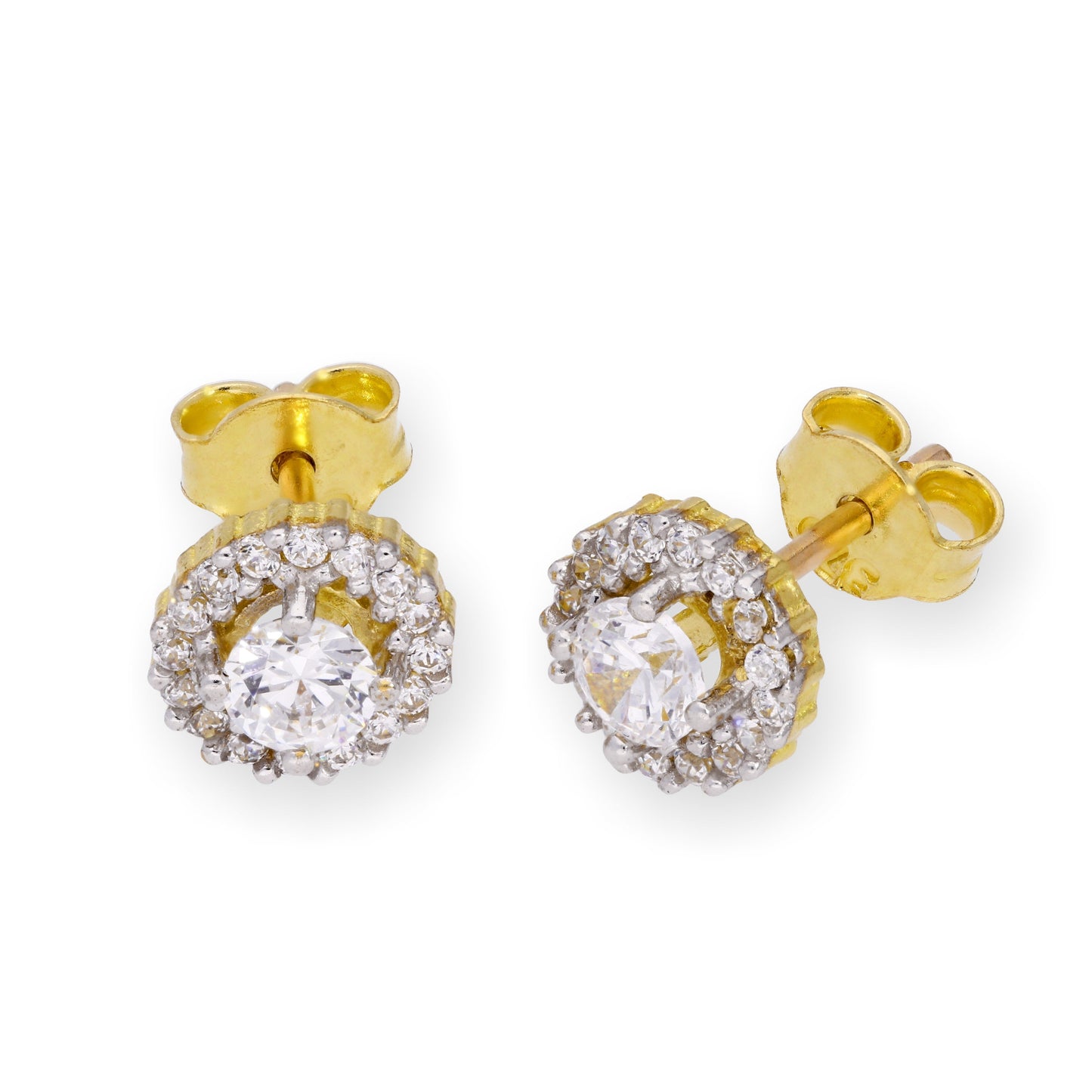 9ct Gold & Clear CZ Crystal Stud Earrings