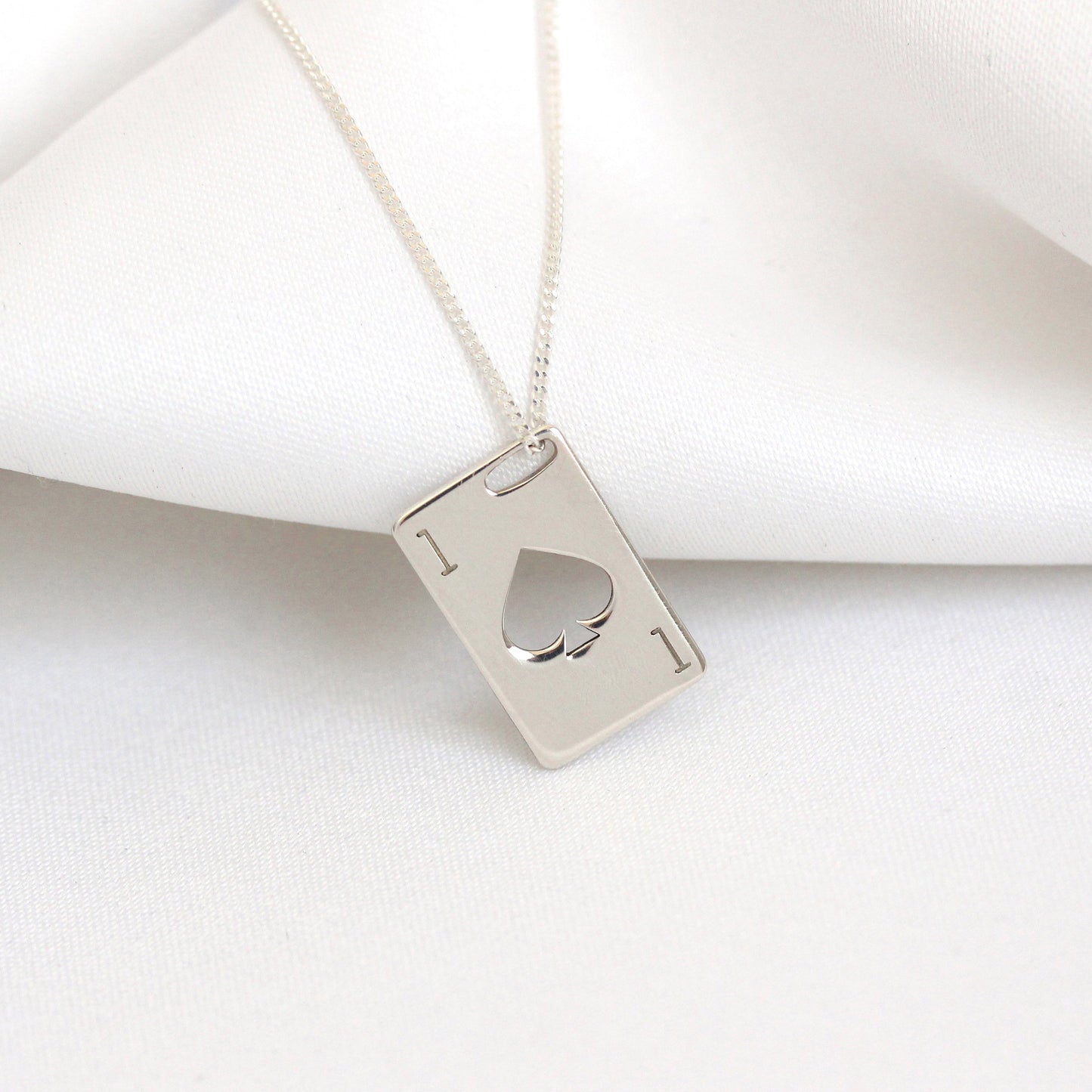 Personalised Sterling Silver Initials Playing Card Necklace