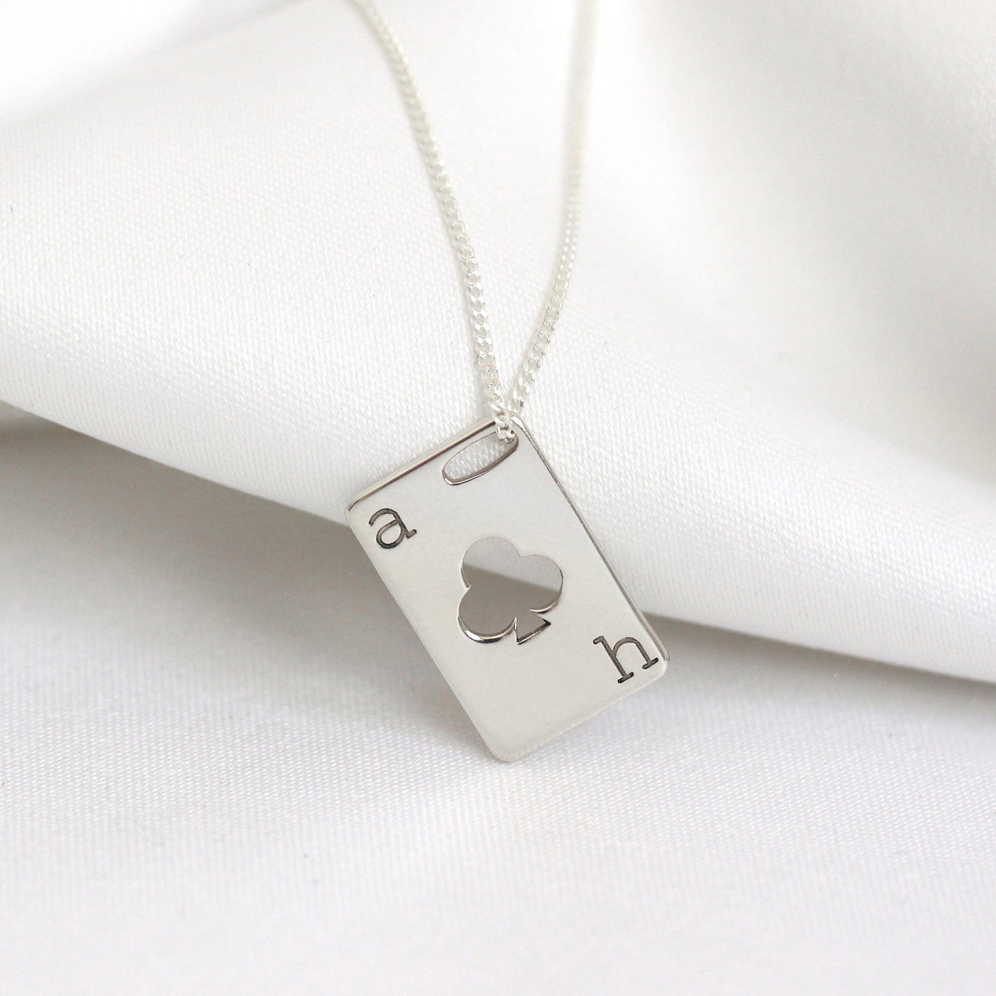 Personalised Sterling Silver Initials Playing Card Necklace