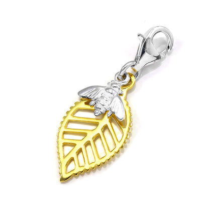 Abella Clip on Bee Charm in Sterling Silver & Plated Gold