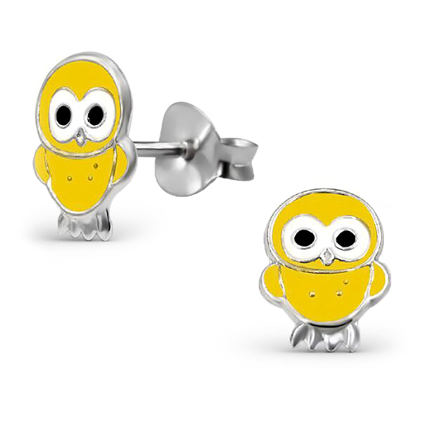 Sterling Silver Yellow Enamel Chick Stud Earrings