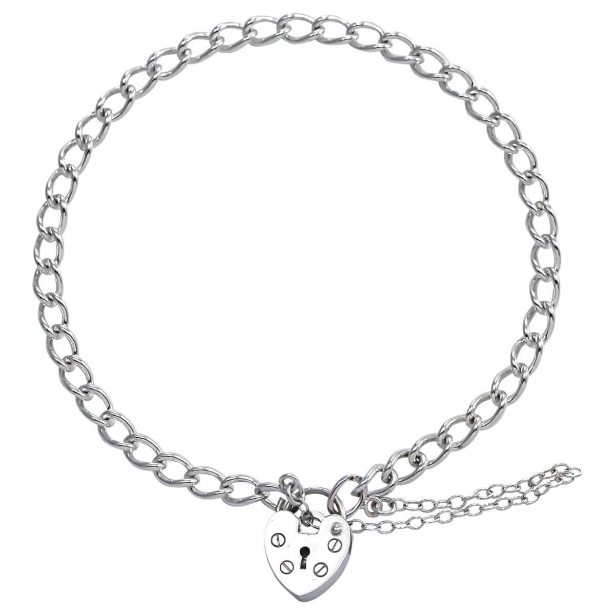 Sterling Silver Heart Clasp Charm Bracelet