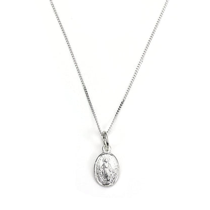 9ct White Gold Miraculous Mary Medal Pendant