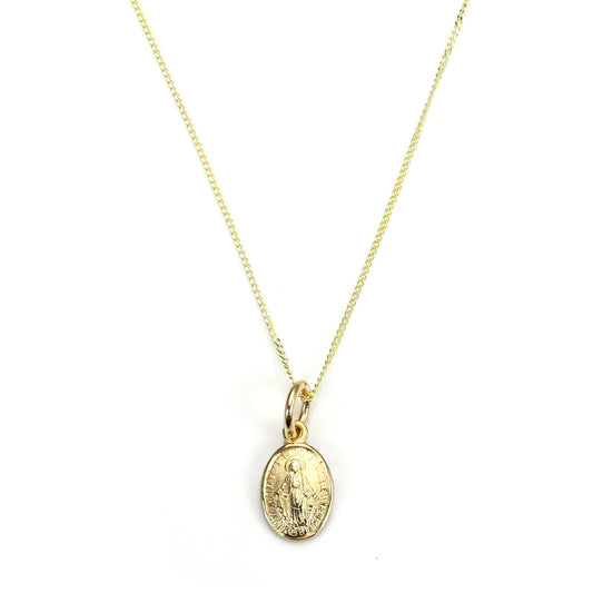 9ct Gold Miraculous Mary Medal Necklace