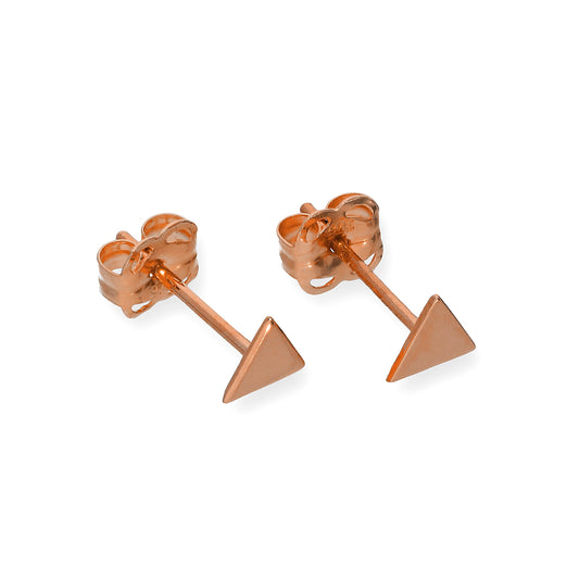 9ct Rose Gold Flat Triangle Stud Earrings