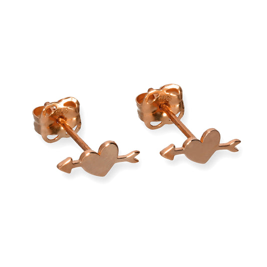 9ct Rose Gold Pierced Heart Stud Earrings