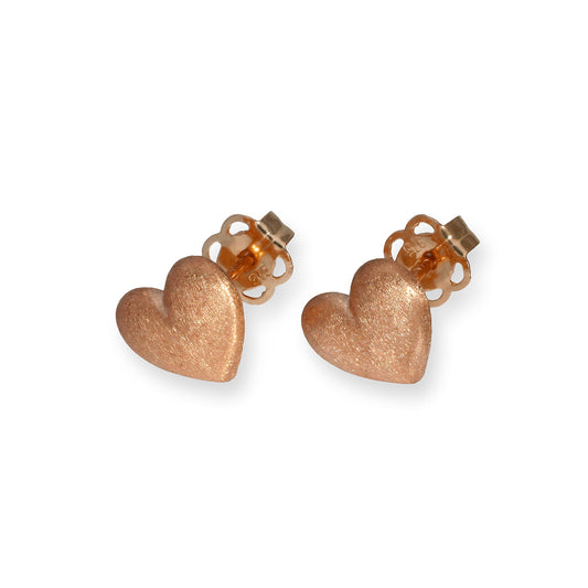 9 karat Rose gull Frosted Heart Stud øredobber