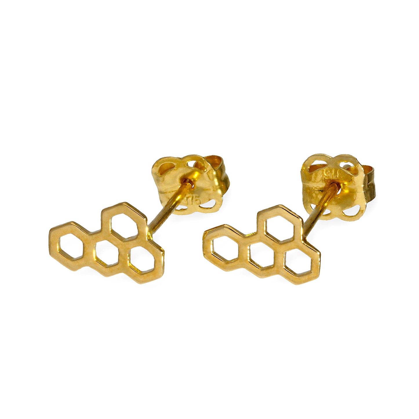 9ct Gold Honeycomb Stud Earrings