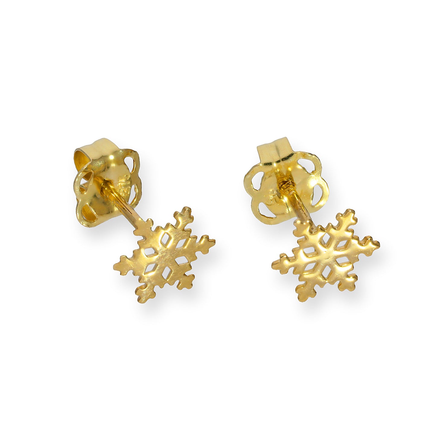 9ct Gold Snowflake Stud Earrings