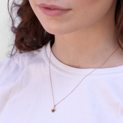 9ct Rose Gold Hammered Finish Heart Pendant Necklace