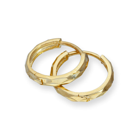 9ct Gold Faceted Huggie Hoops Earrings