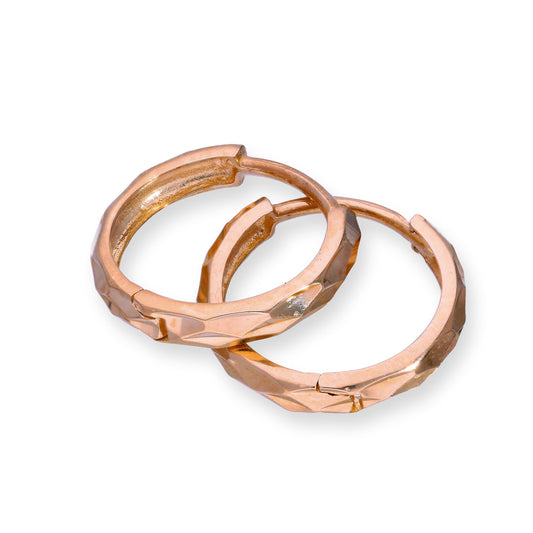 9ct Rose Gold Faceted Huggie Hoops Earrings