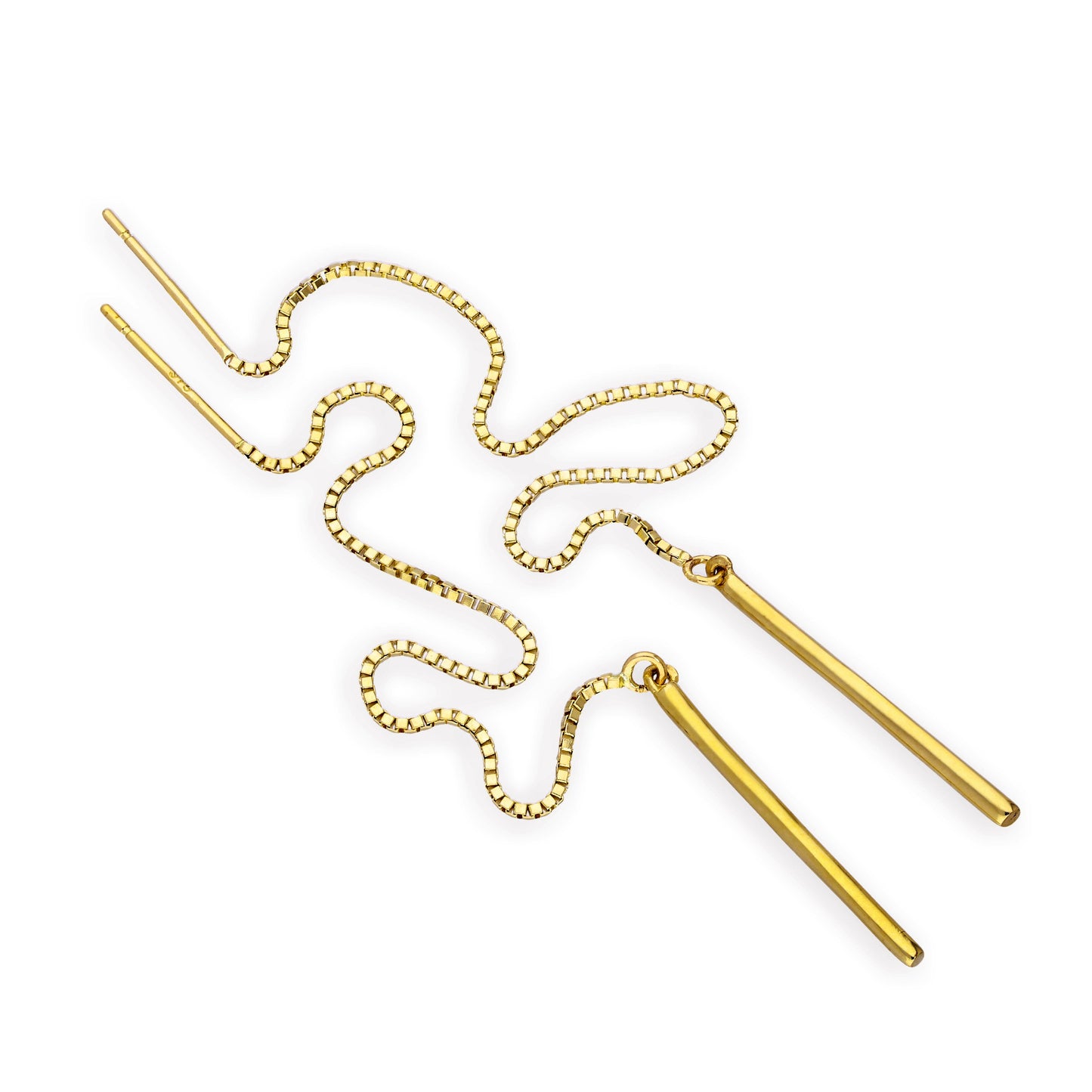 9ct Gold Bar Pull Through Earrings