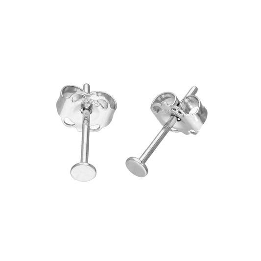 9ct White Gold 2mm Flat Circle Stud Earrings