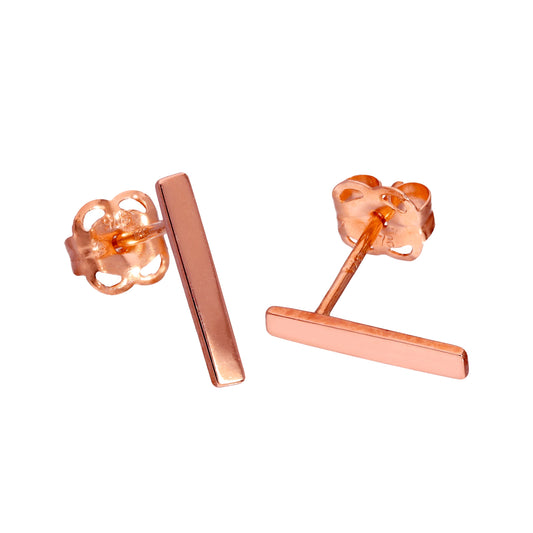 9ct Rose Gold Bar Stud Earrings