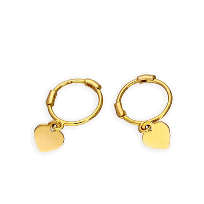 9ct Gold Heart Hoop Earrings