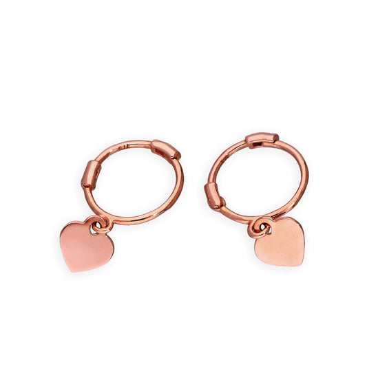 9ct Rose Gold Heart Hoop Earrings