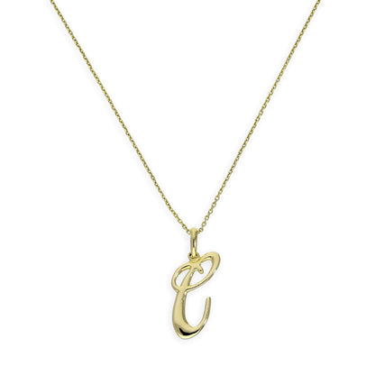 9ct Gold Fancy Calligraphy Script Letter C Pendant Necklace 16 - 20 Inches