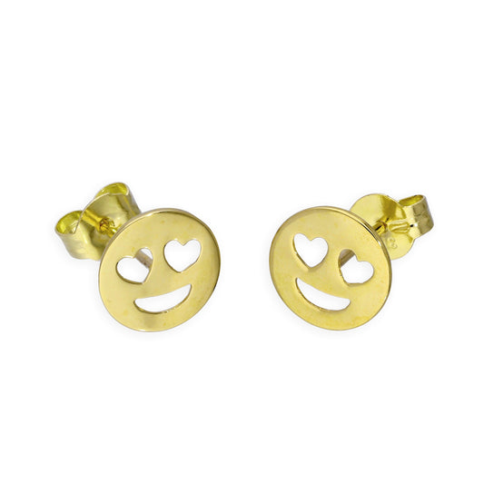 9ct Gold Heart Eyes Emoji Stud Earrings