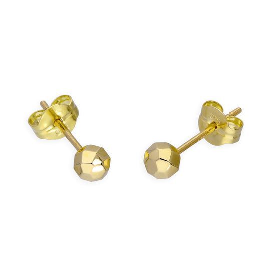 9ct Gold 3mm Diamond Cut Ball Stud Earrings