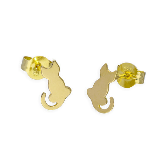 9ct Gold Sitting Cat Stud Earrings