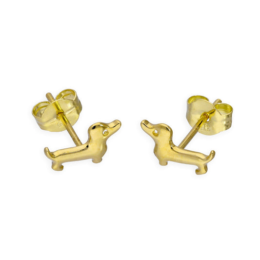 9ct Gold Sausage Dog Stud Earrings